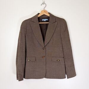Antonio Melani Brown Blazer Jacket Women Sz 8 Wool Blend Toggle Button